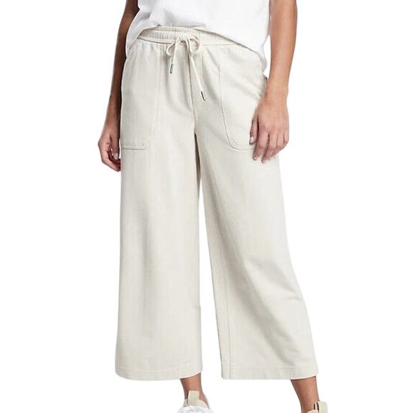 Athleta Farallon Heathered Wide Leg Crop Oatmeal Women's Size 26 New Without Tag - Picture 1 of 9